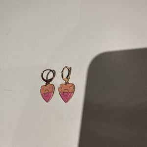 Pink heart cowgirl- horse shoe dangle earrings
